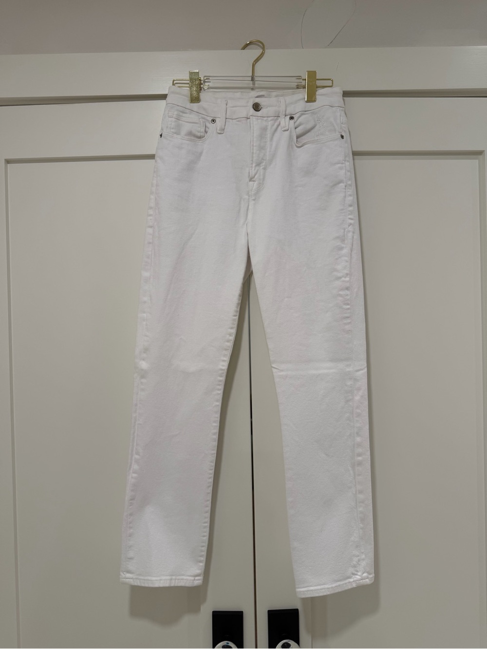 Good American White Straight Leg Jeans Size 6/28 Stretch Denim